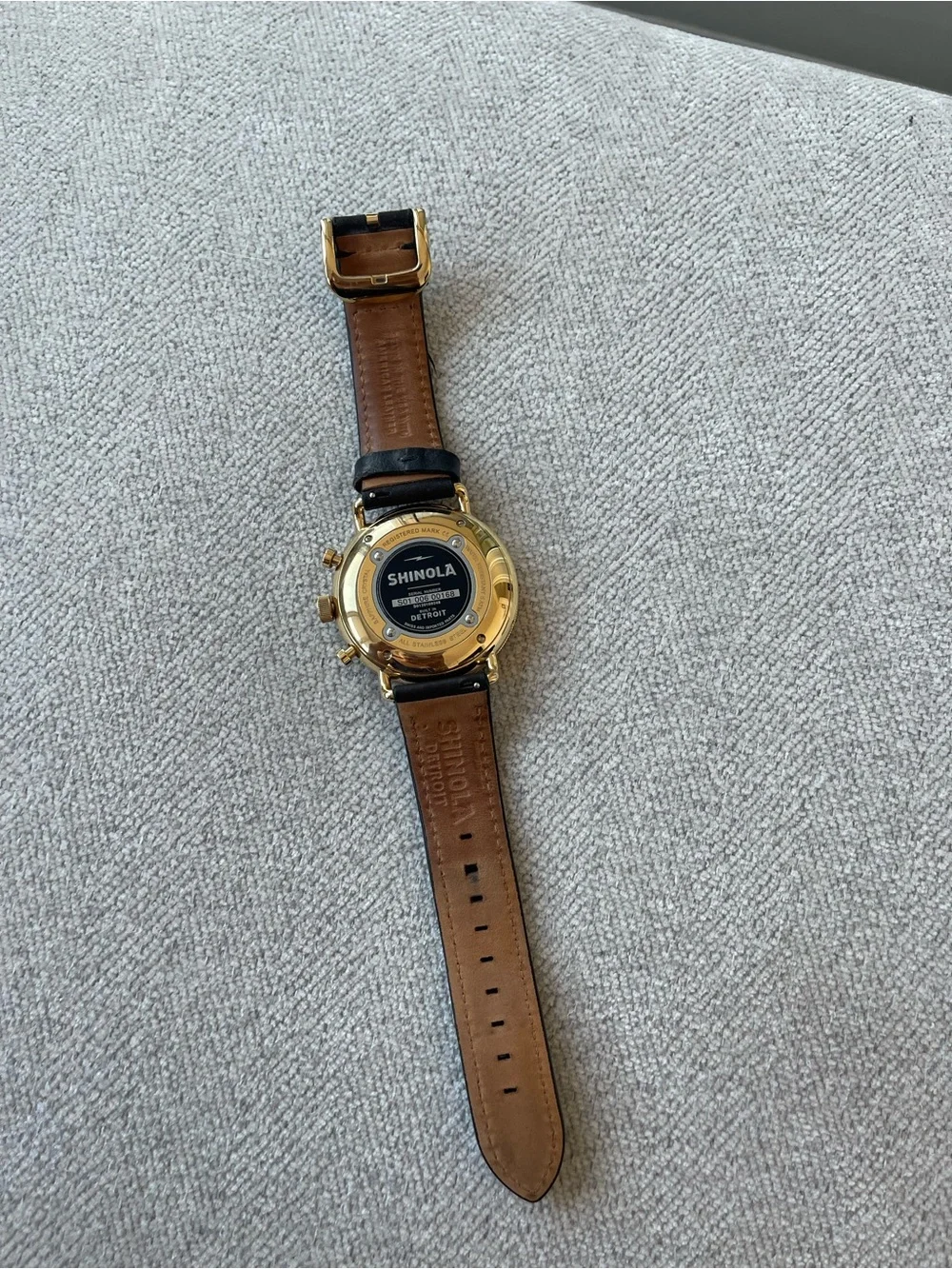 Shinola Canfield Sport Chronograph Watch - Black & Gold * Needs new battery
